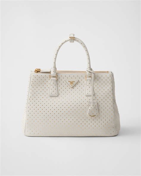 prada galleria large bag|Prada white galleria studded bag.